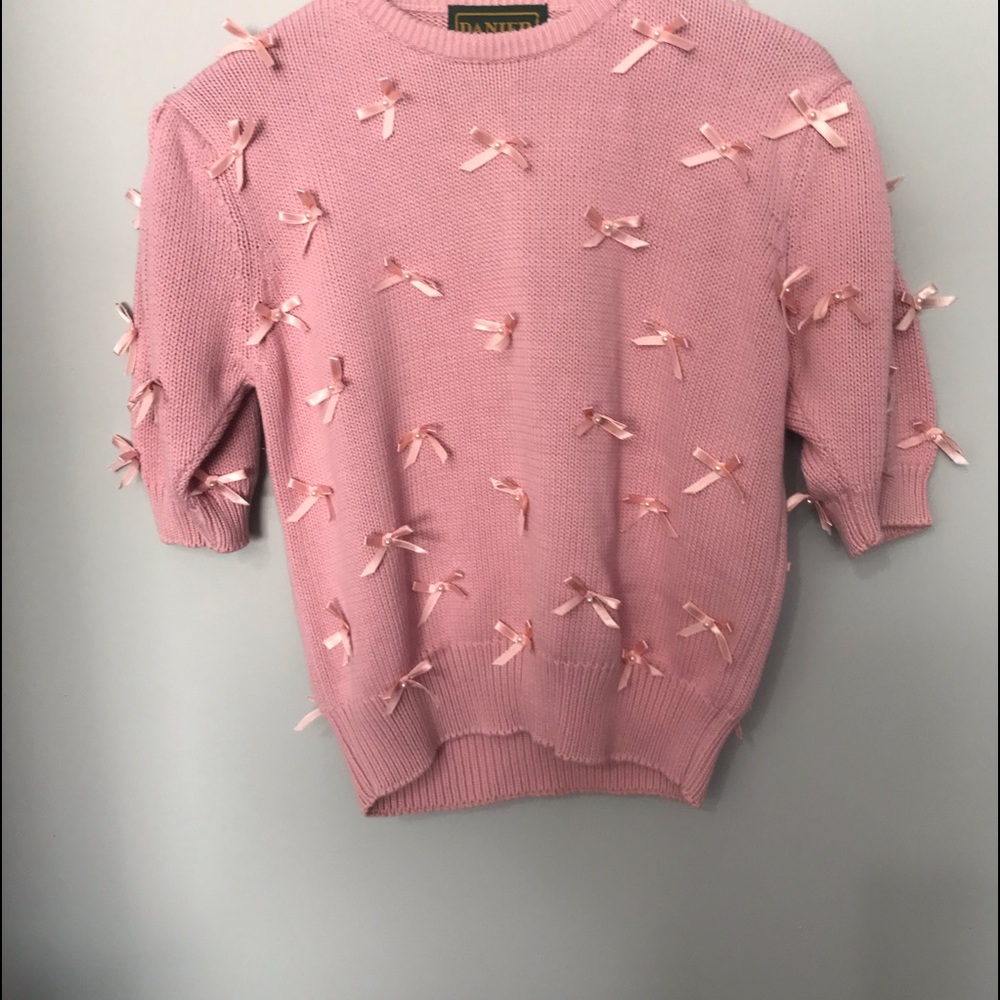 Danier Leather s/s Rose Sweater with Ribbons